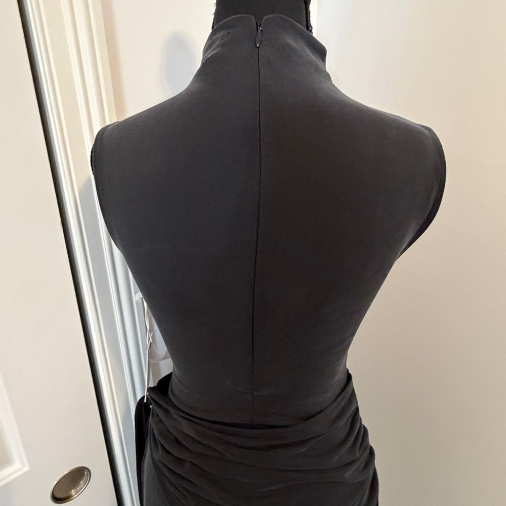 NWT - Good American - Jersey Mock Neck Wrap Tie-Waist Dress - Women's XS - Picture 6 of 9